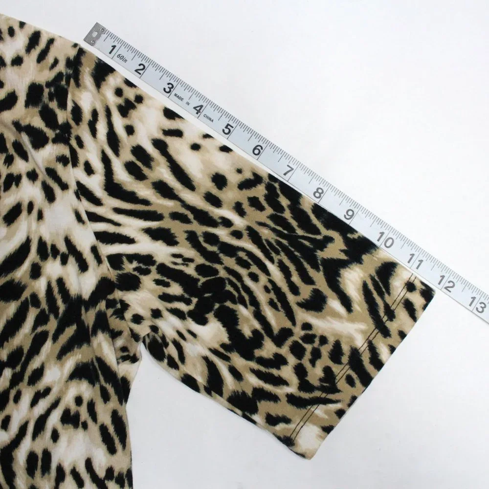 Women's Jones New York Signature XL Animal Print Elbow Length Sleeve V-Neck Top